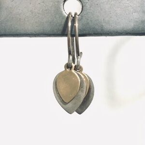 Me & Ro 10k Gold/Sterling Silver Small Double Lotus Petal Dangle Earrings